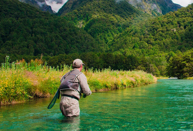 Travel by helicopter to New Zealand’s idyllic fishing spots and cast your line into the pristine waters of the country’s lakes and rivers.