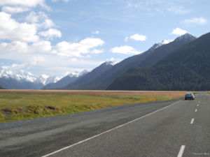 The towering mountain ranges of Fiordland National Park, seen as you drive through the broad Eglinton Valley, are a mighty sight.