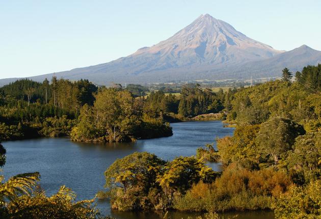 Give your shutter finger some exercise at beautiful Lake Mangamahoe, an ideal location for taking pictures of Mount Taranaki.