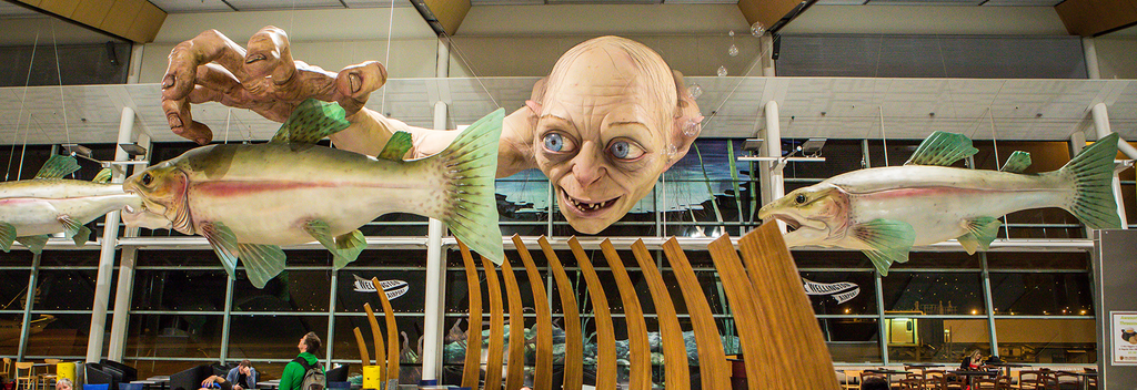 To celebrate The Hobbit trilogy, Wellington Airport installed a giant tribute to one of the story's least likable but most important characters.