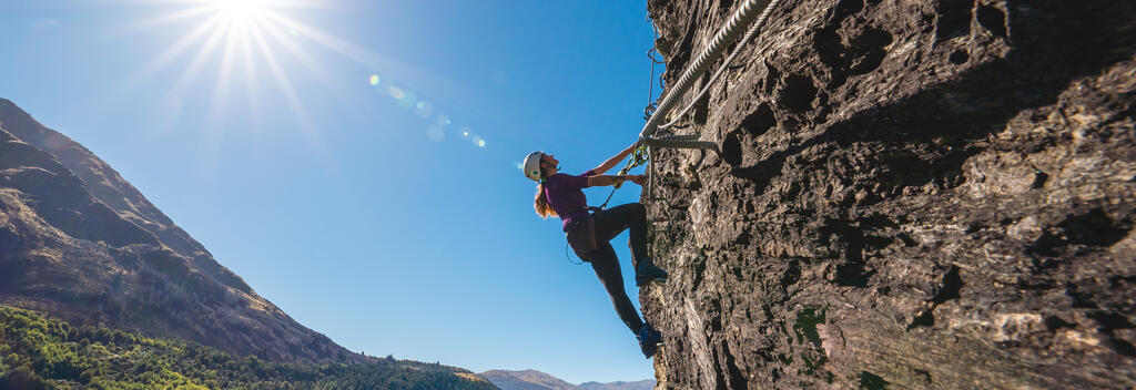 Climbing using the via ferrata system