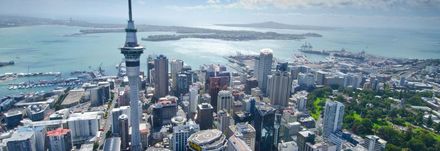 Auckland's famous 328 metre tall Sky Tower, during the Volvo Ocean Race