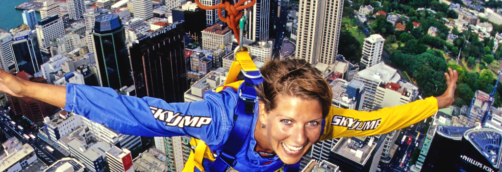 Brave visitors to Auckland's Sky Tower can choose to SkyJump from its heights for amazing views and a serious rush of adrenaline.