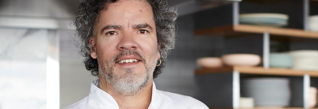 New Zealand chef Peter Gordon in the kitchen at The Sugar Club in the Auckland Sky Tower.