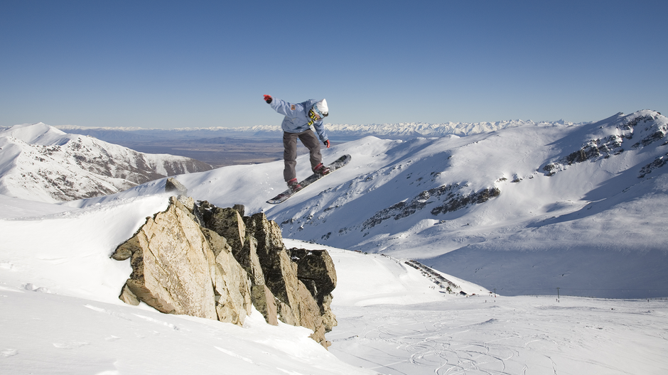 Snowboarder at Mt Dobson Ski Area, Tekapo