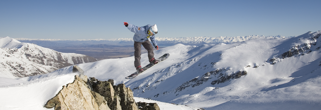 Snowboarder at Mt Dobson Ski Area, Tekapo