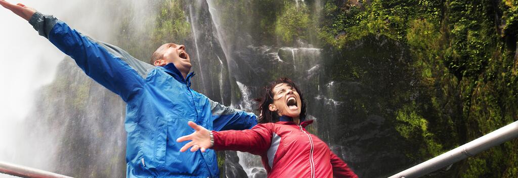 Waterfalls in Milford Sound, Fiordland