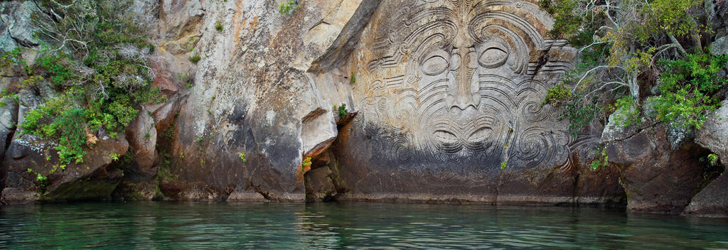 Explore Lake Taupō to see the Mine Bay Maori rock carvings.