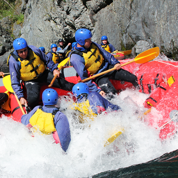 Wildwasserrafting auf dem Rangitikei River.