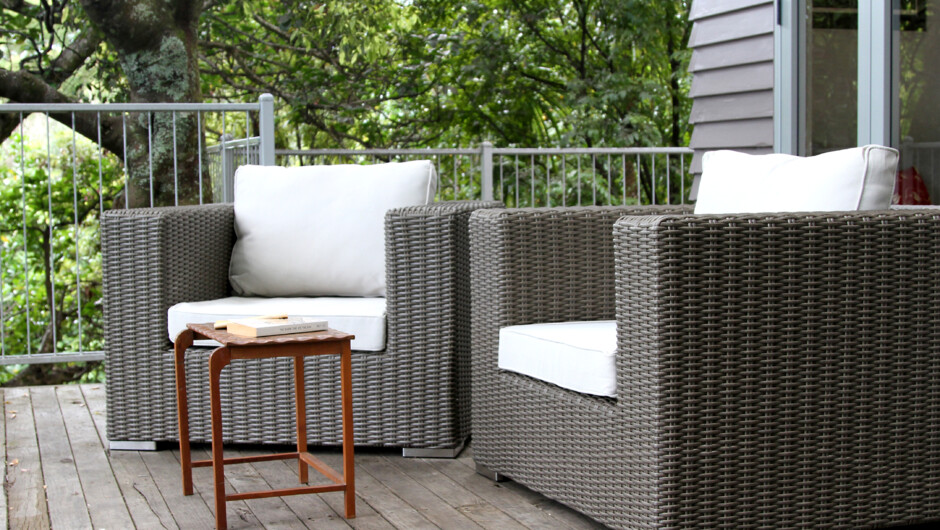 Comfortable lounging on the deck with a glass of wine and a good book