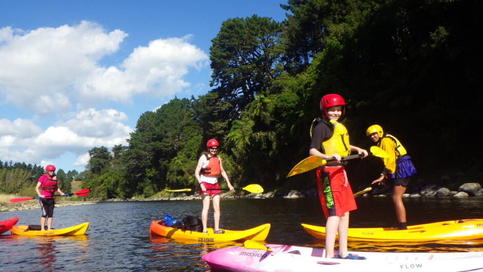 Trying to stand up on the kayaks