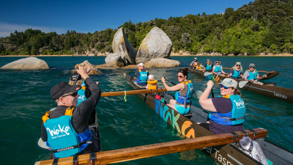 Multi- day waka journey down the Abel Tasman coast