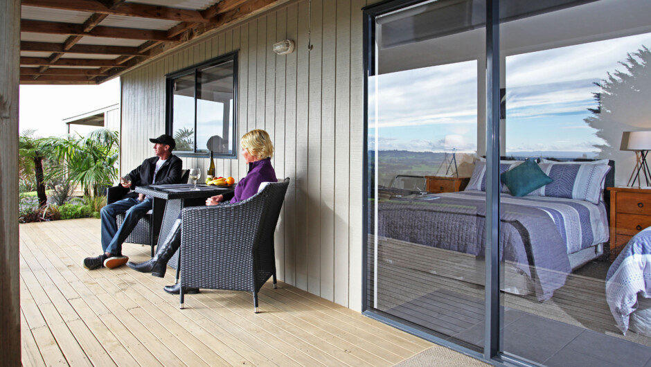 Tui cottage.
Enjoy the views from your private deck.