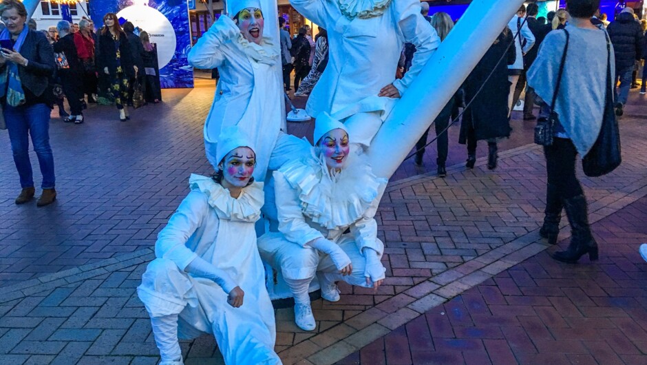 Street performers at the World of WearableArt Awards Show in Wellington.