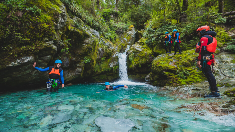 Swimming in crystal clear water