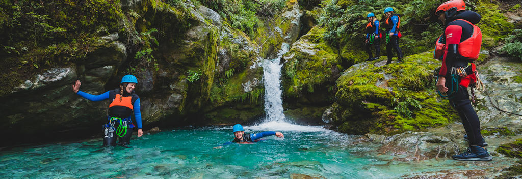 Swimming in crystal clear water