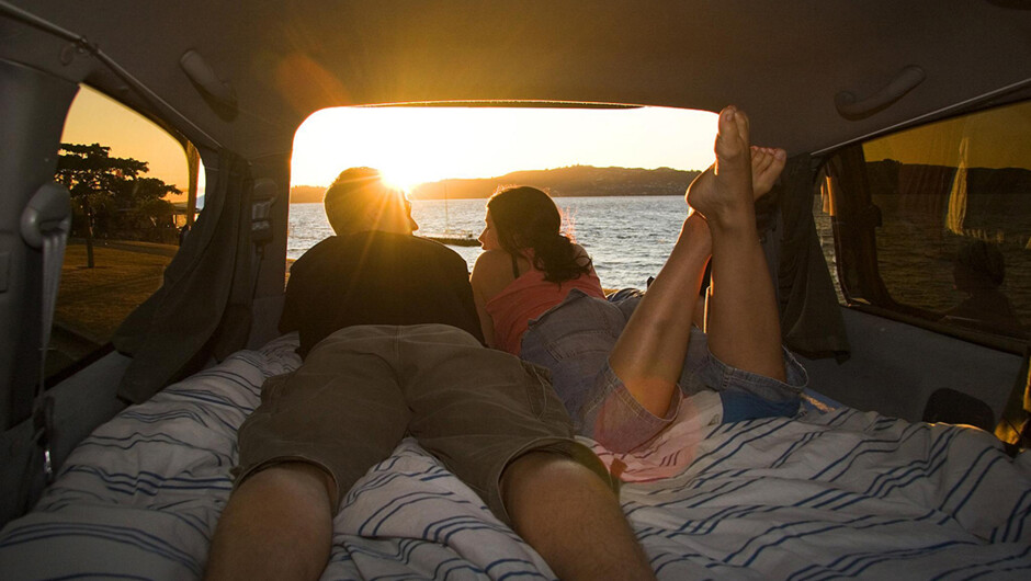 Couple watching the sun set