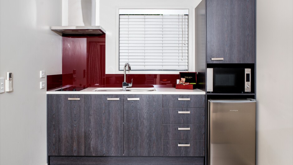 Studio kitchen, with cooking hob.