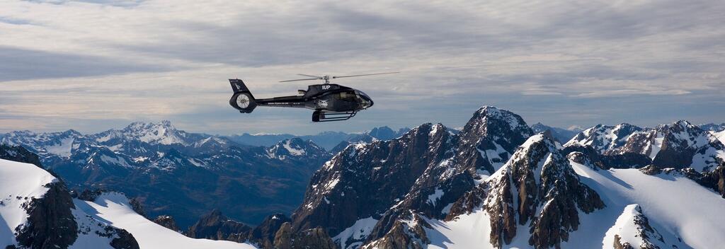 Heli view over glacier