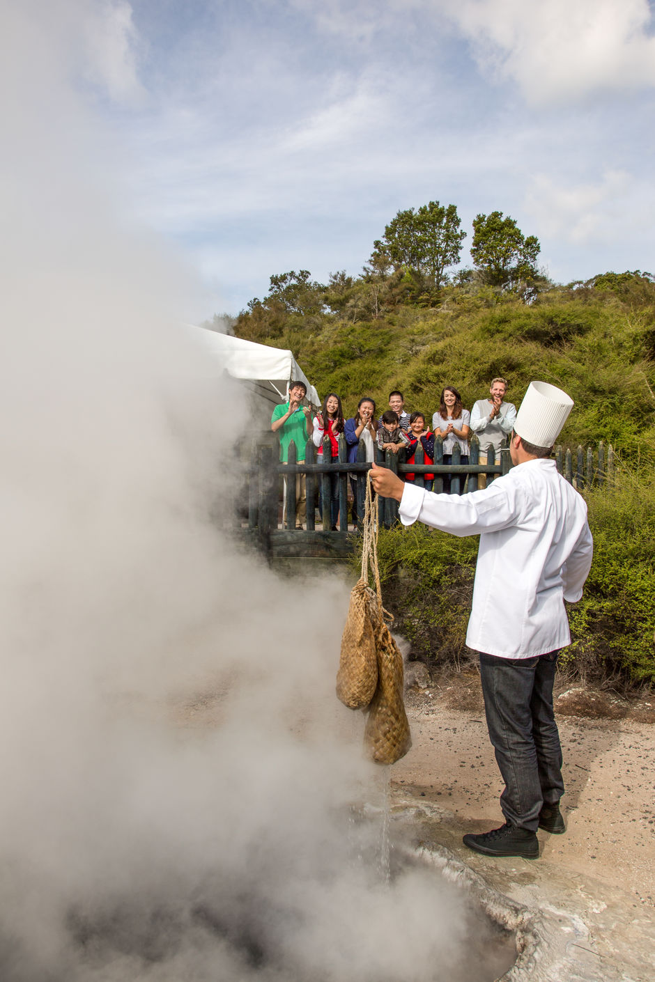 A local chef prepares traditional food.