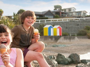 Enjoy an ice cream on the beach at Riverton