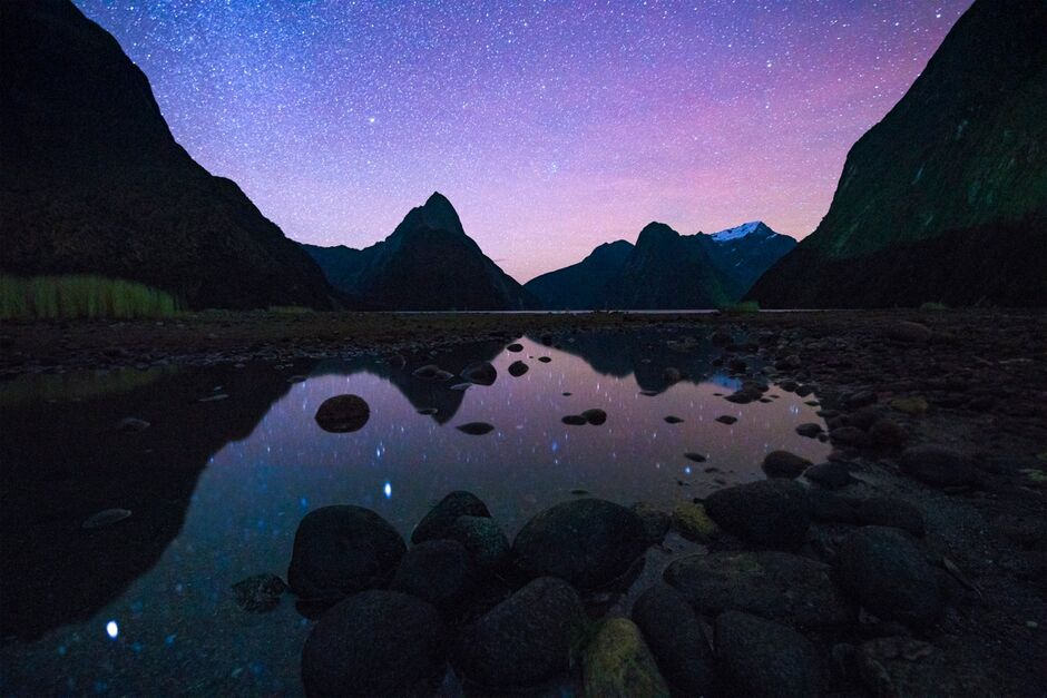 Starry night at Milford Sound