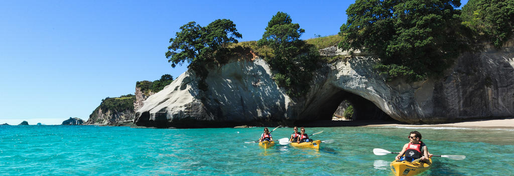 Kayaking at picturesque Cathedral Cove