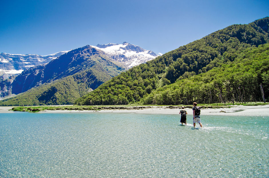 Hiking by the Matukituki River, in Mt Aspiring National Park near Wānaka