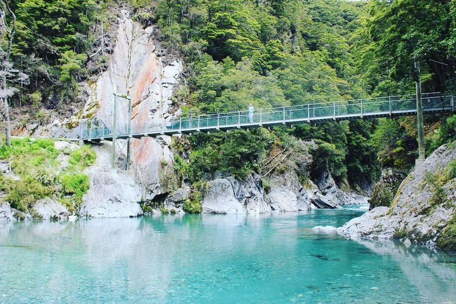 Bridge across the Blue Pools in Haast