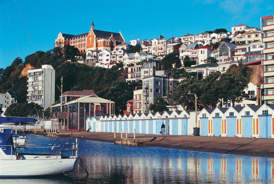 Oriental Bay ist ein hübscher Strand in der Nähe des Stadtzentrums, der ideal für einen Spaziergang und eine Portion Bratfisch mit Pommes geeignet ist.