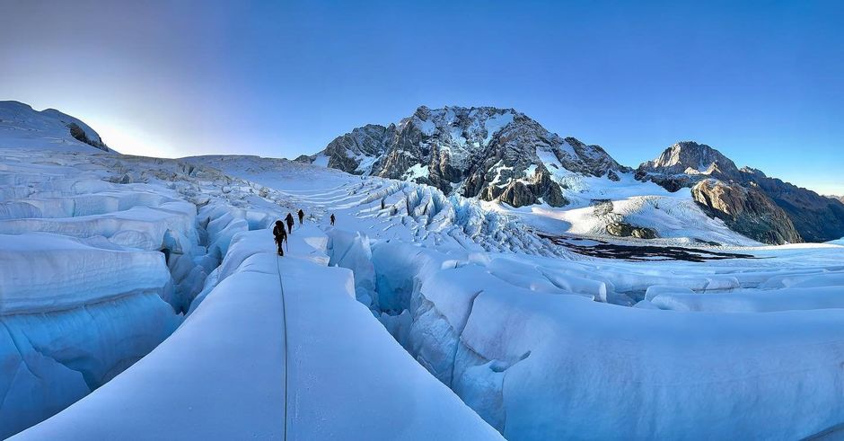 Group ice climbing at Tasman Glacier