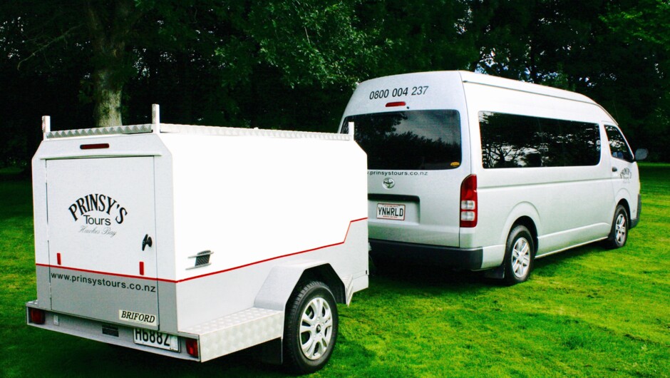 Luggage trailer available for the golf clubs and excess baggage.