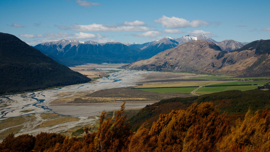 Upper Waimakariri Valley from Bealey Spur near Arthurs Pass.