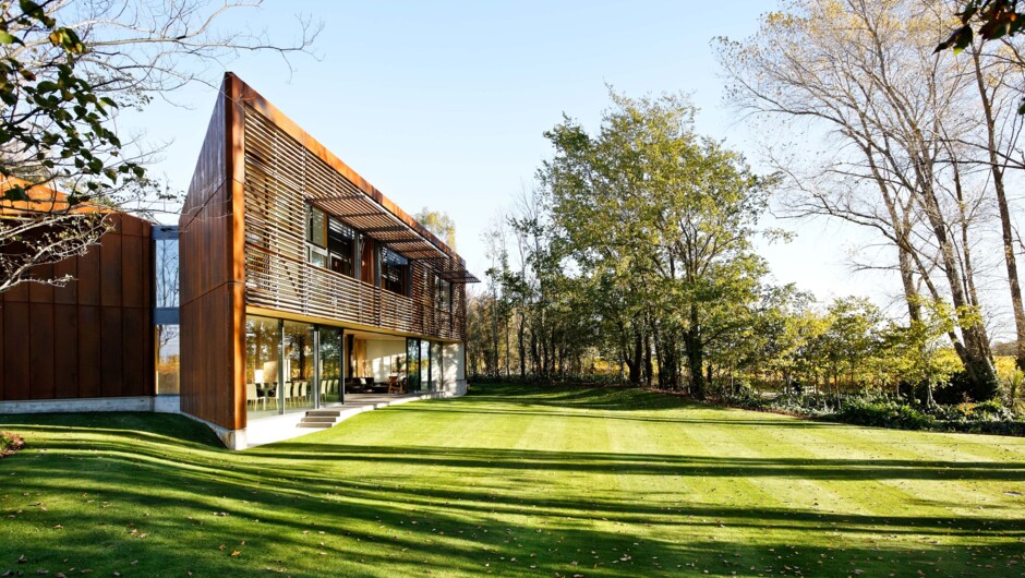 The exterior of the Shack is made from weathered steel and glass