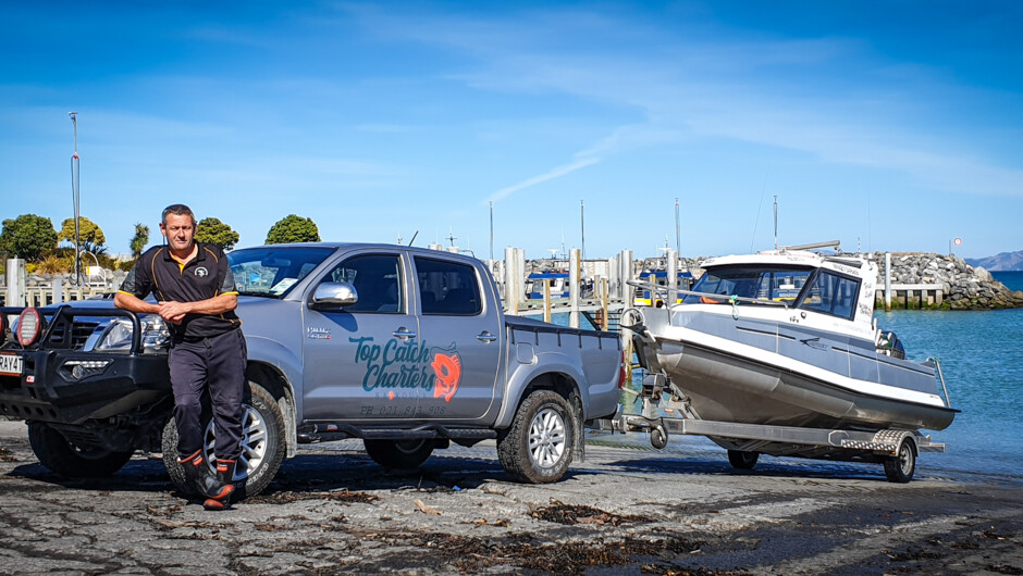 Your friendly skipper, Malcolm Halstead of Top Catch Fishing Charters Kaikoura.