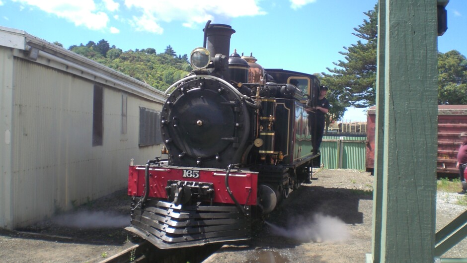 Wa165 over the inspection pit alongside the Engine Shed at Gisborne City Vintage Railway.