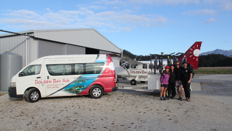 Transport from Tākaka to both the Abel Tasman and Heaphy Track for trampers and bikers.