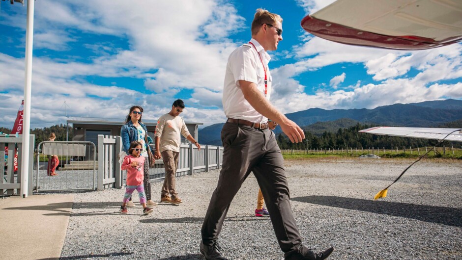 Boarding Golden Bay Air's aircraft at Takaka Airport. Connecting our capital city with Golden Bay. Golden Bay Air has daily or twice daily flights most days.