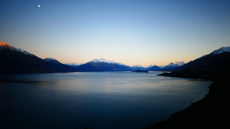 The view looking from Bennetts bluff towards Glenorchy on the way to the Routeburn or Lake Sylvan walk.