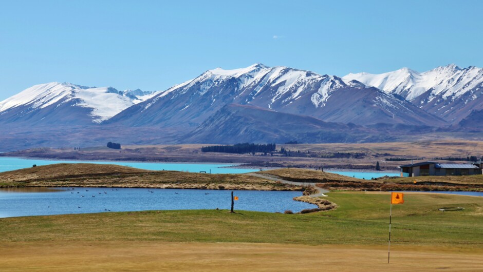 Our golf course looks out over the beautiful landscape of Lake Tekapo and the Southern Alps.