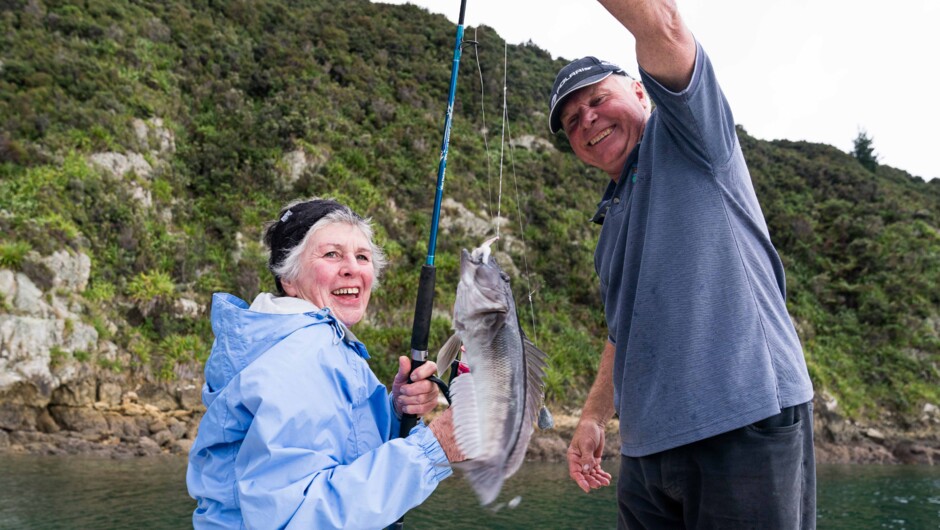 Catching Blue cod for dinner