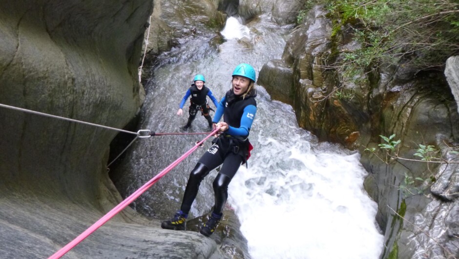 Abseiling through the canyon