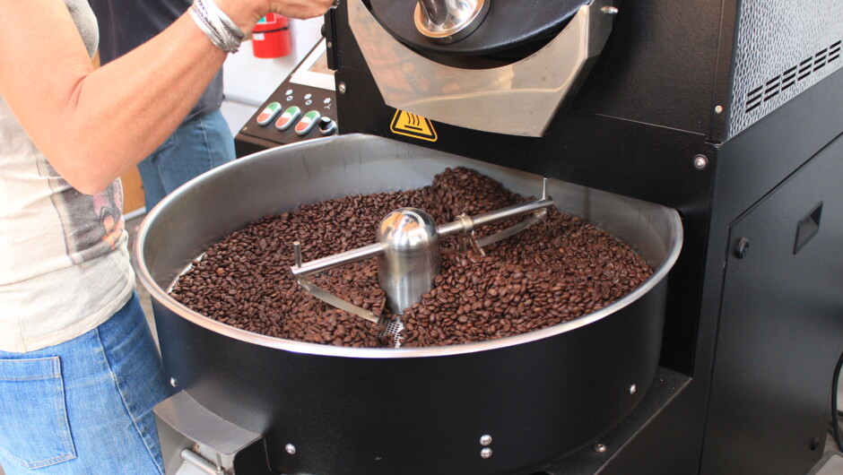 Coffee roasting at The Roastery Kāpiti.