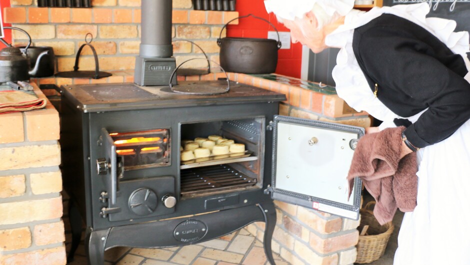 Scones made on the range by volunteers for the Step Back in Time Exhibition Tour and Experience at the Western Bay Museum.