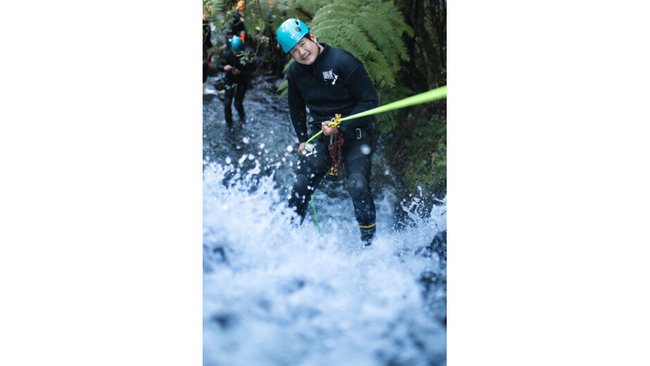 Abseiling an ancient lava flow