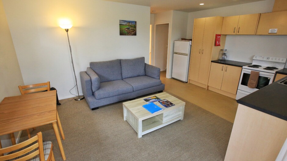 Living room of one bedroom cottage.