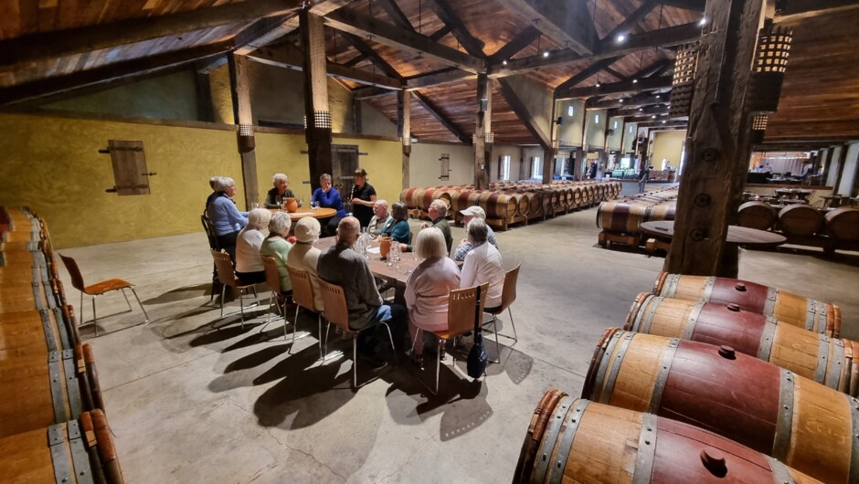 Winery tasting in the Church Rd Barrel Room