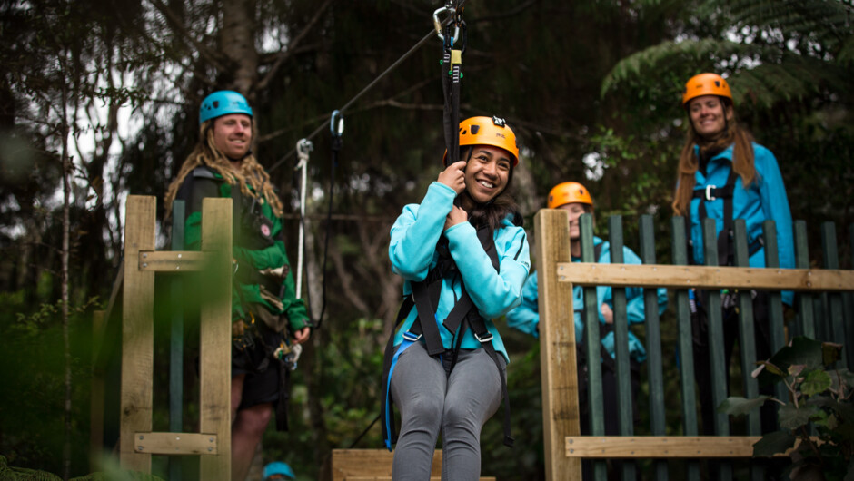 Zipline departure.