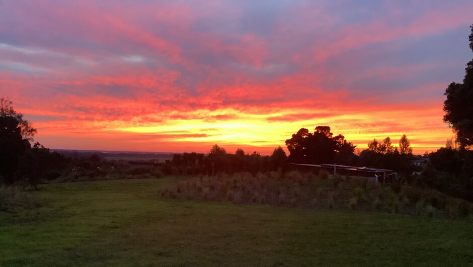 Sunrise view from Ngā Whare Mānatu.