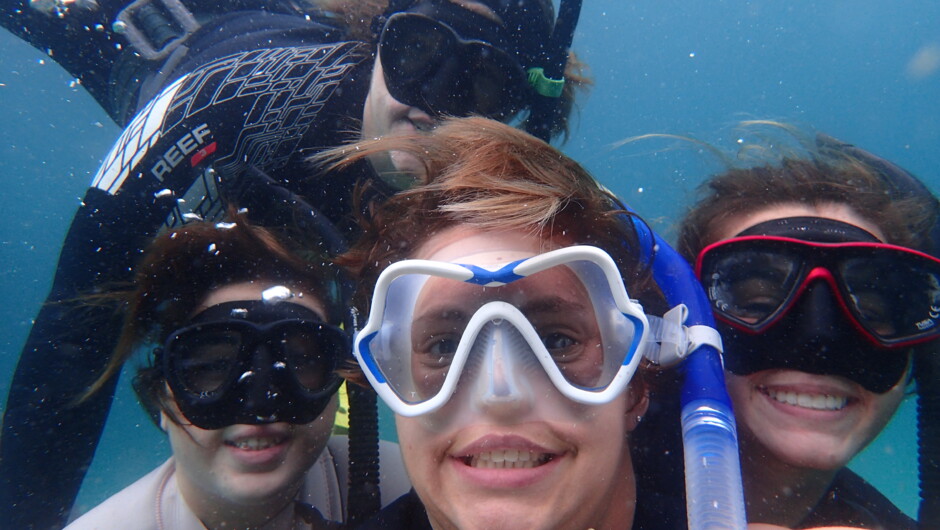 Underwater picture of snorkellers.